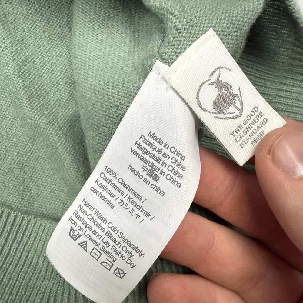 J Crew Sweater Mens Medium Green 100% Cashmere Crewneck Pullover Lightweight